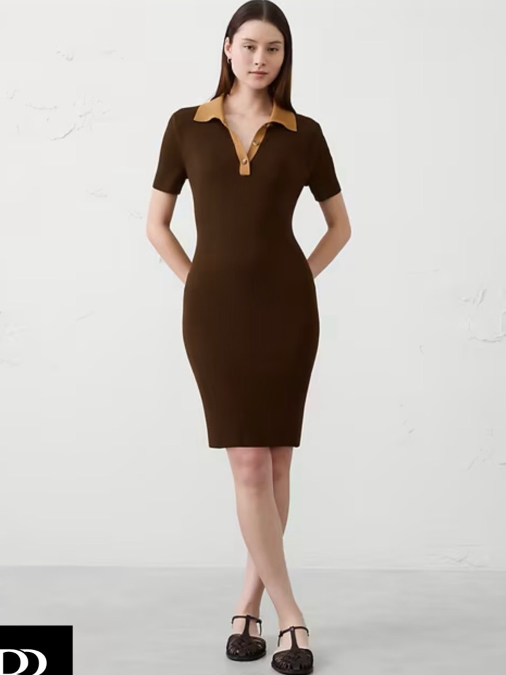 Banana Republic Brown Dress with Tan Collar